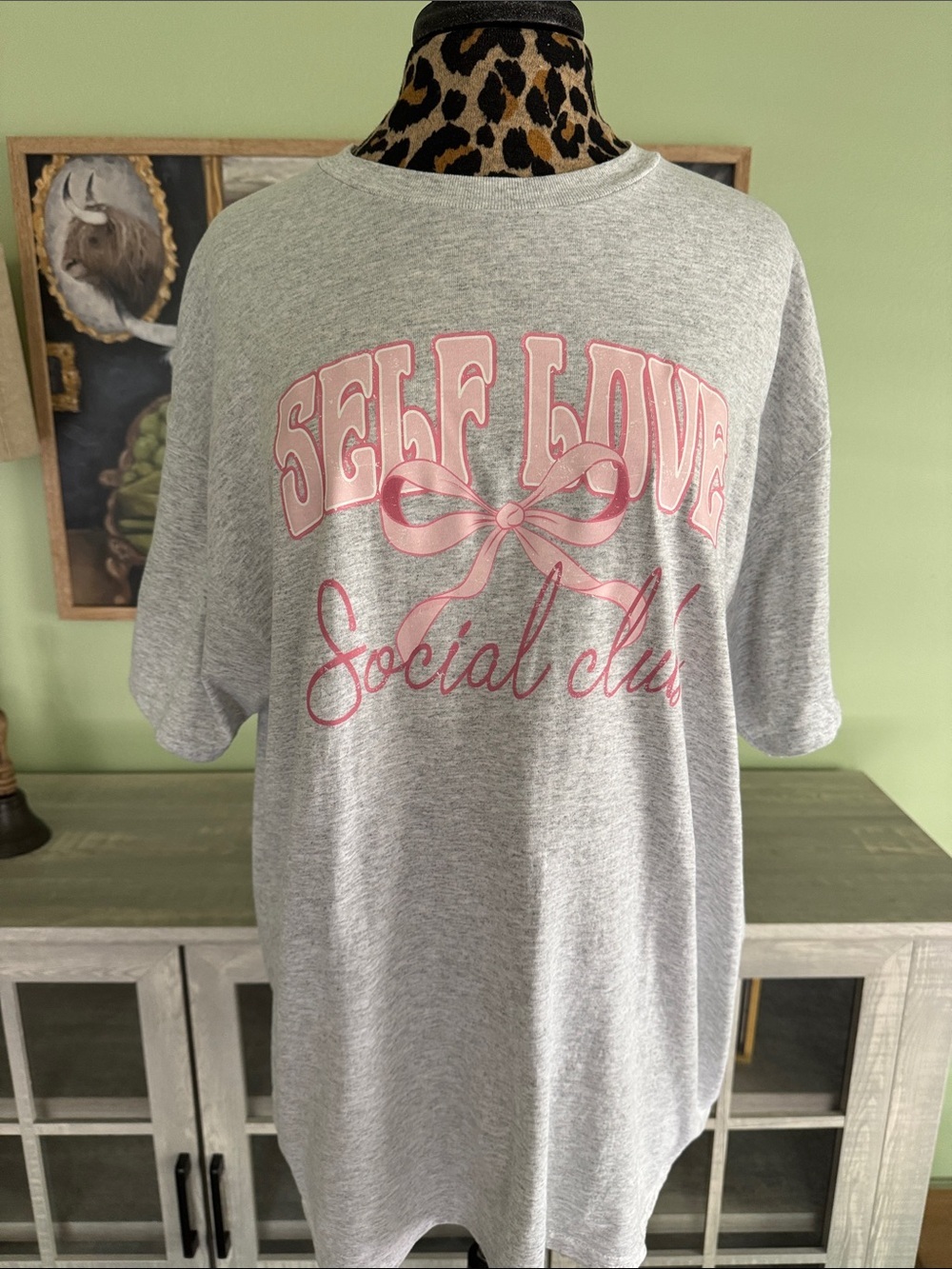 Self Love Social Club Grey Tee with Pink Graphic